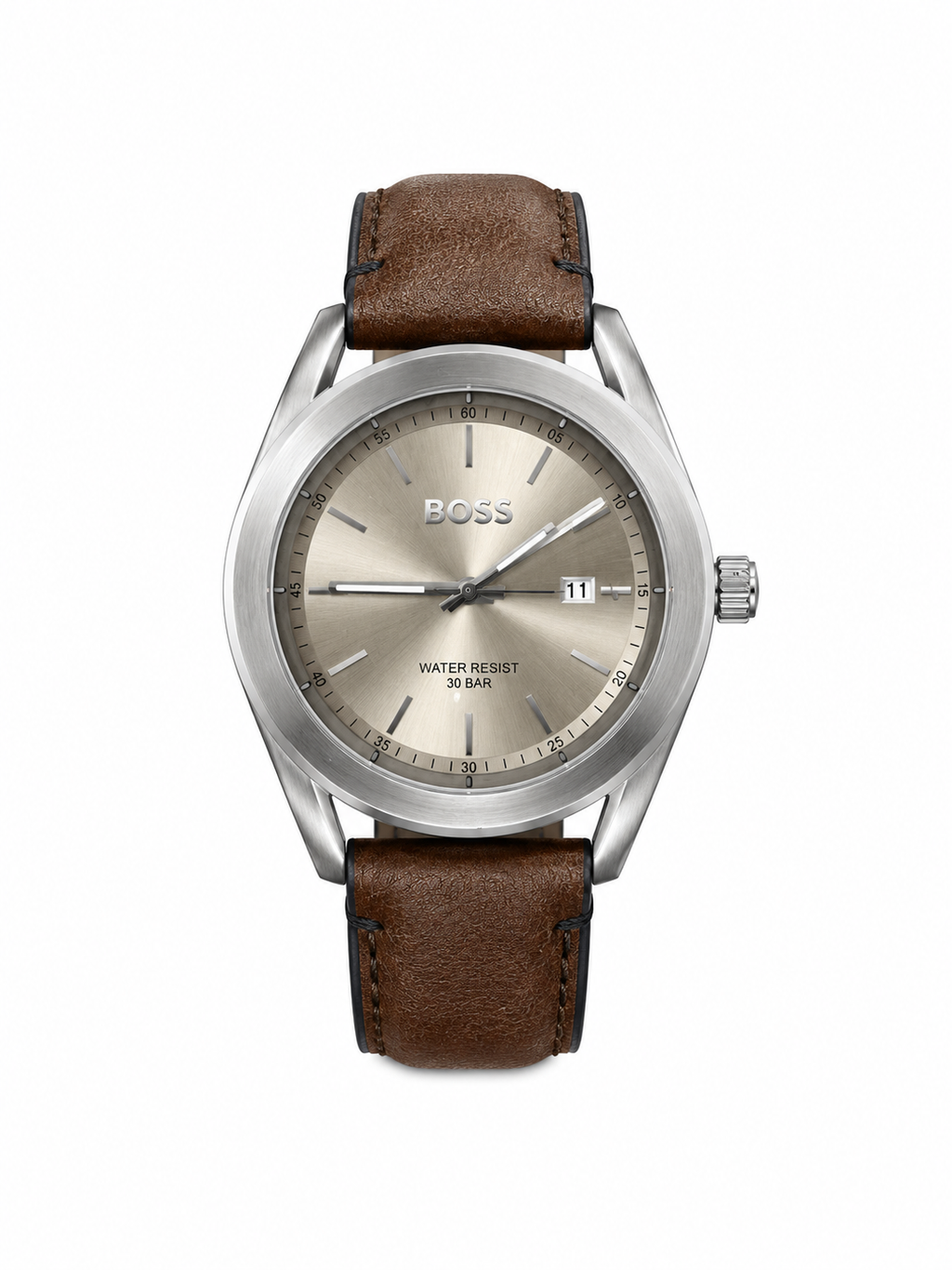 Boss Dark Brown Leather Strap Watch
