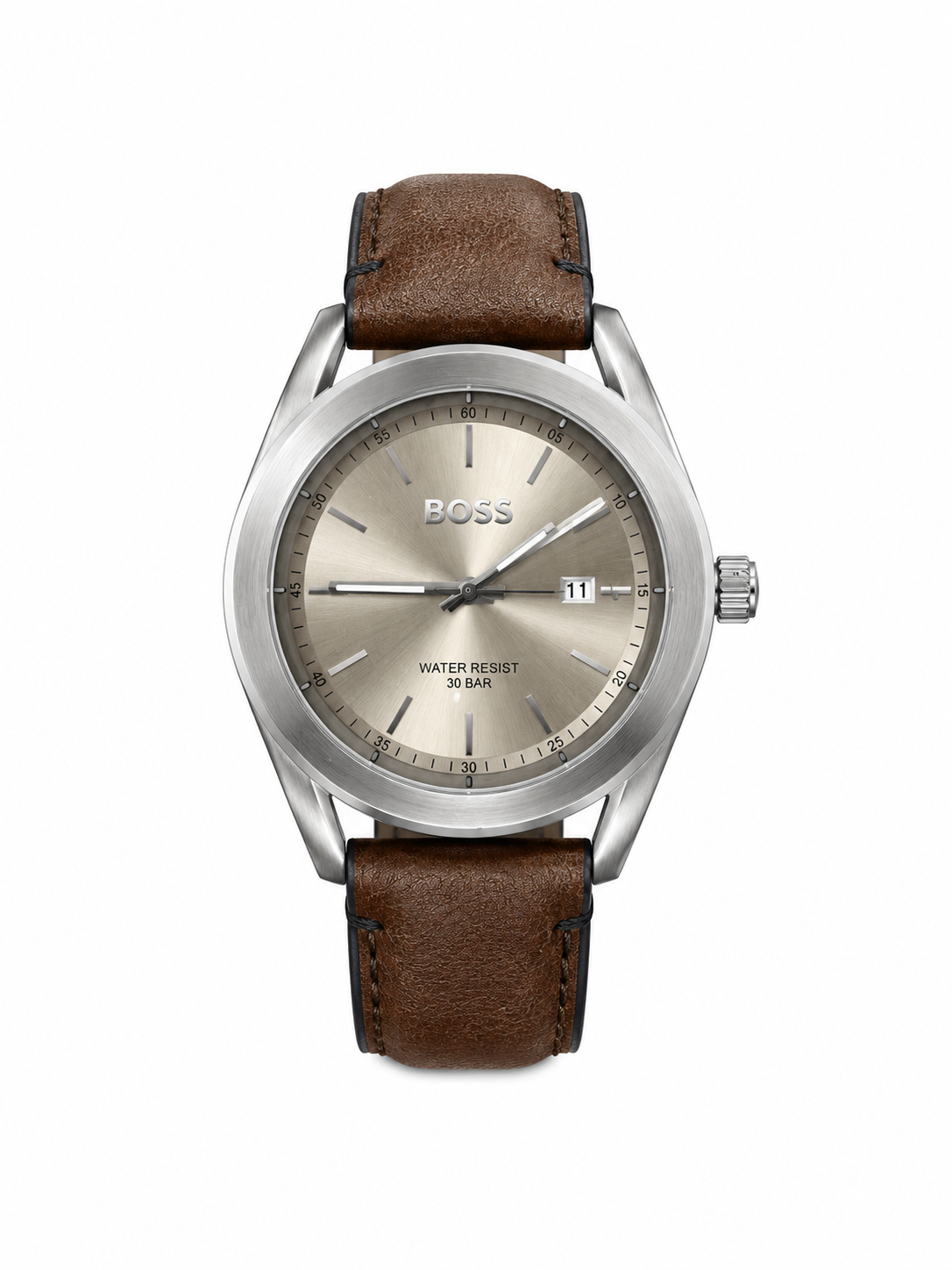 Boss Dark Brown Leather Strap Watch