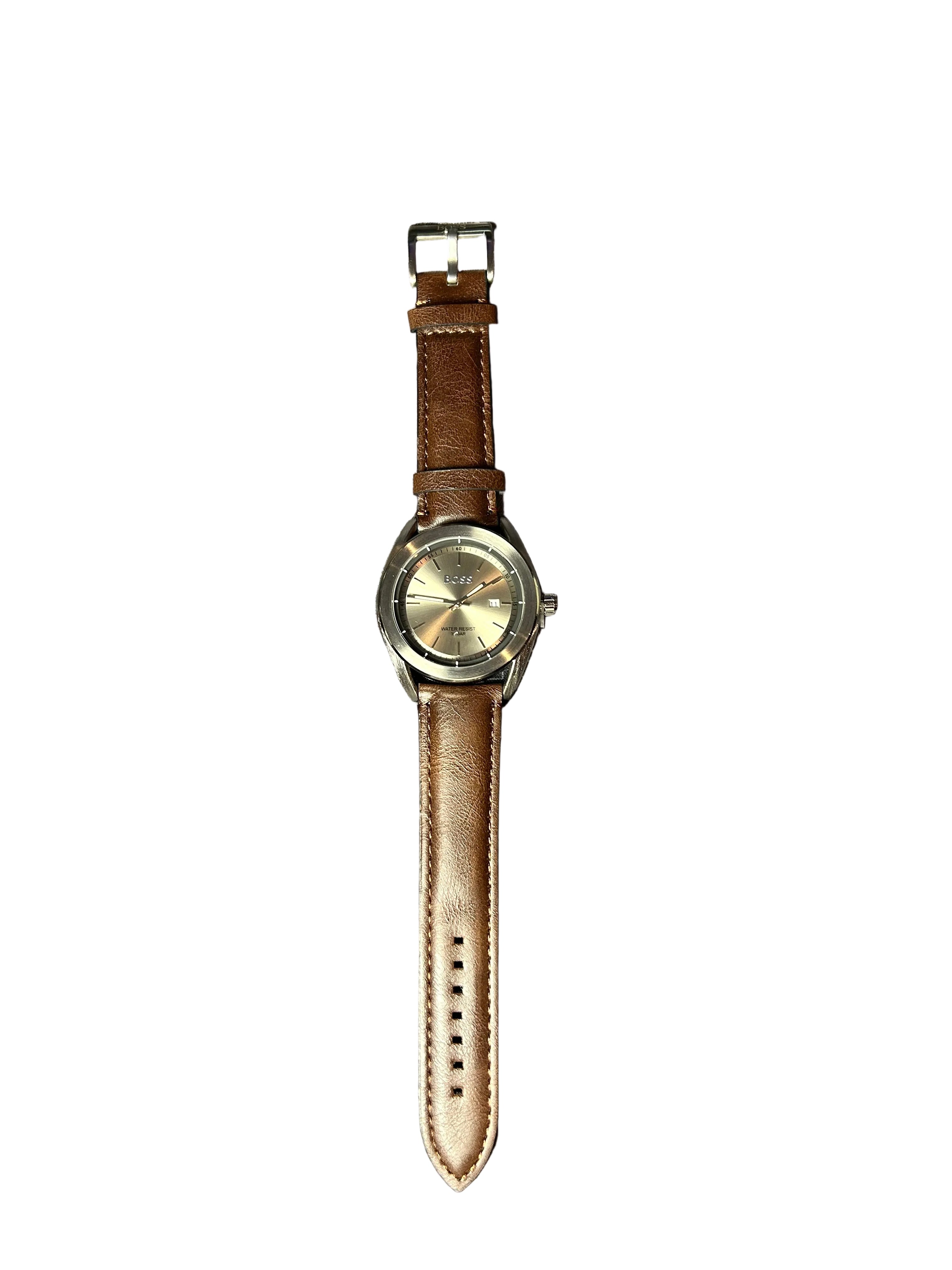 Boss Dark Brown Leather Strap Watch